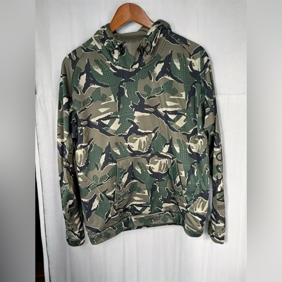 AFTCO Camo Fishing Hoodie Small Fleece Lined Pullover - Picture 1 of 10